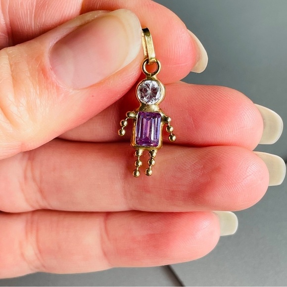 14K & 10k Gold Birthstone Girl Boy Charm Pendant Amethyst Peridot Alexan… - Picture 3 of 9